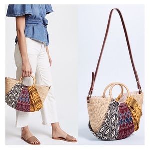 SAM EDELMAN Jaelynn Aztec Straw Crossbody Tote Bag